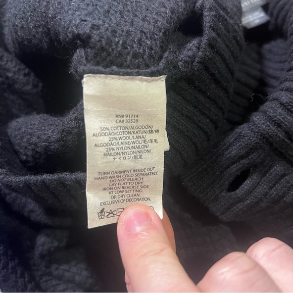 Armani Exchange Shawl Cardigan Black Size Small Wool Knit Pockets Lagenlook - Picture 6 of 7